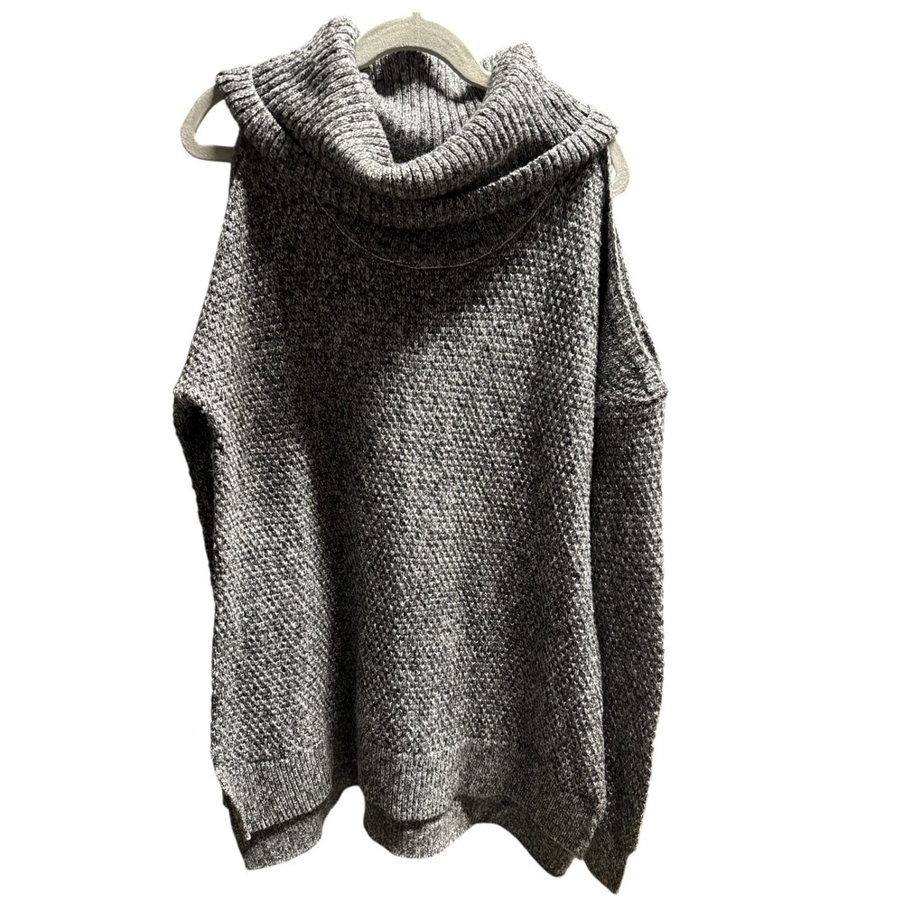 Hollister Gray Heather‎ Knit Off-Shoulder Cowl Neck Sweater Long Sleeve Size S